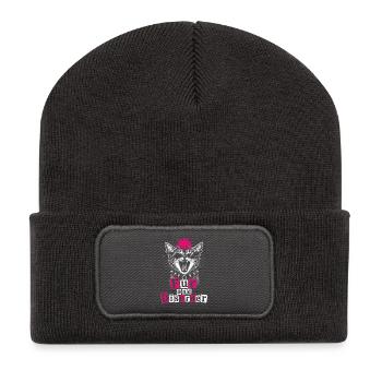 Fur And Disorder Lustiges Punk-Katzenmädchen - Recycelte Patch Beanie - Dunkelgrau - Vorne