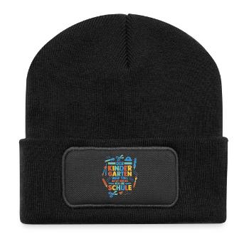 Kita Erste Klasse Schüler Kindergarten - Recycelte Patch Beanie - Schwarz - Vorne