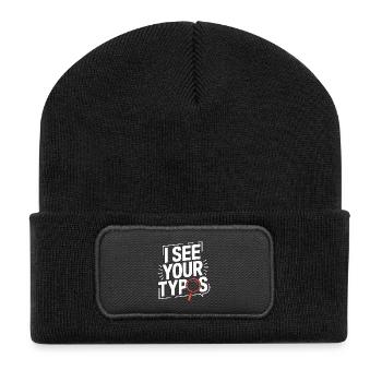 Print Designer I See Your Typos Graphic Artist - Recycled Patch Beanie - black - Front
