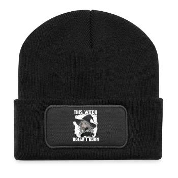 Halloween Deko Hexen Geschenk Hexen Zubehör - Recycelte Patch Beanie - Schwarz - Vorne