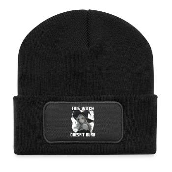 Hexen Damen T Hexen Spruch | Halloween Party Hexen - Recycelte Patch Beanie - Schwarz - Vorne