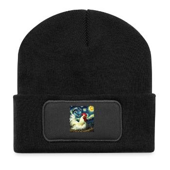 Leghorn Chickens Starry Night - Recycled Patch Beanie - black - Front
