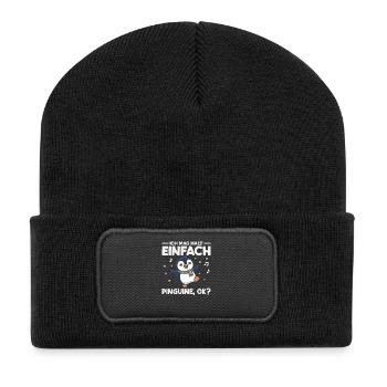 Ich mag halt einfach Pinguine OK Tanzen - Recycelte Patch Beanie - Schwarz - Vorne
