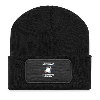Wer nicht mit mir auskommt Pinguin Spruch - Recycelte Patch Beanie - Schwarz - Vorne