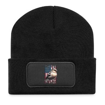 Society Finch US Japanisches Mövchen - Recycelte Patch Beanie - Schwarz - Vorne