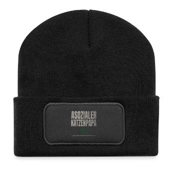 Asozialer Katzenpapa Pfote - Recycelte Patch Beanie - Schwarz - Vorne