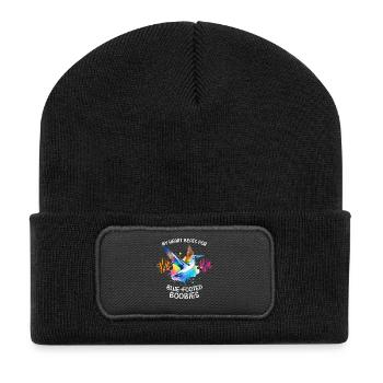 Blaufusstölpel Herzlinie - Recycelte Patch Beanie - Schwarz - Vorne