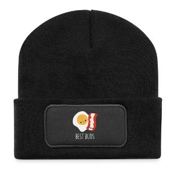 Beste Buds Ei und Speck - Recycelte Patch Beanie - Schwarz - Vorne