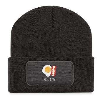 Beste Buds Ei und Speck - Recycelte Patch Beanie - Dunkelgrau - Vorne