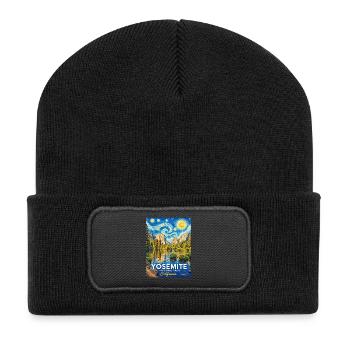 Parc national de Yosemite, Californie - Beanie recyclé à patch - noir - Devant