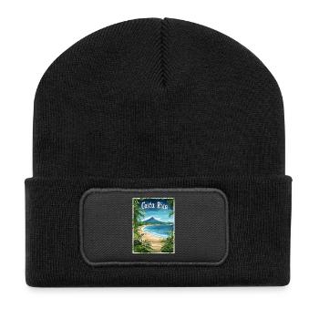 Costa Rica Tropische Strandlandschaft - Recycelte Patch Beanie - Schwarz - Vorne