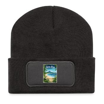 Costa Rica Tropische Strandlandschaft - Recycelte Patch Beanie - Dunkelgrau - Vorne