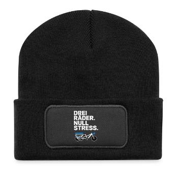 Drei Räder Null Stress Lastenrad - Recycelte Patch Beanie - Schwarz - Vorne