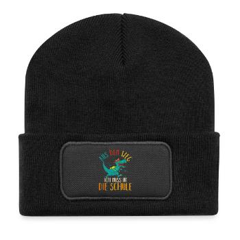 Kita Erste Klasse Einhorn Schüler Kindergarten - Recycelte Patch Beanie - Schwarz - Vorne