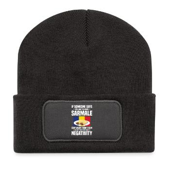 Snack roumain Cuisine serbe Tenue Sarmale - Beanie recyclé à patch - charbon - Devant