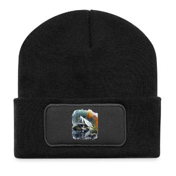 VERLASSENER LUXUS – Moderne A-Frame-Ruinen-Skizze - Recycelte Patch Beanie - Schwarz - Vorne