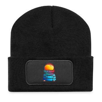 Astronauten-Traum Geschenk für Kinder - Recycelte Patch Beanie - Schwarz - Vorne