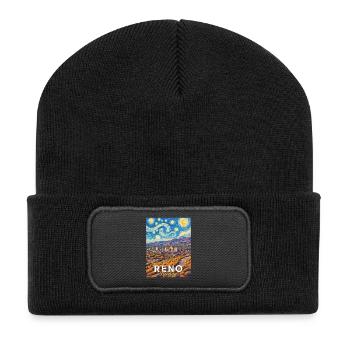 Reno Nevada starry sky over desert city - Recycled Patch Beanie - black - Front