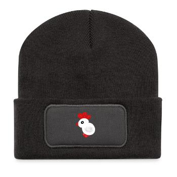 Poulet poussin poulet poulet Enfants de Pâques bébé - Beanie recyclé à patch - charbon - Devant