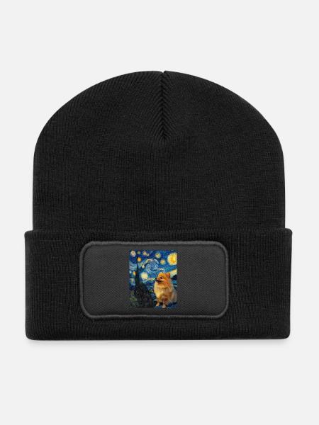 Zwergspitz Spitz Pomeranian - Recycelte Patch Beanie - Schwarz