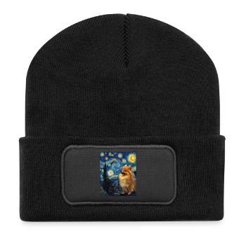Zwergspitz Spitz Pomeranian - Beanie recyclé à patch - noir - Devant