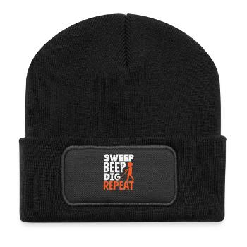 Sweep Beep Dig Repeat Sondengänger Hobby - Recycelte Patch Beanie - Schwarz - Vorne