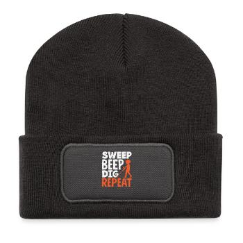 Sweep Beep Dig Repeat Detectorist Hobby - Recycled Patch Beanie - dark grey - Front