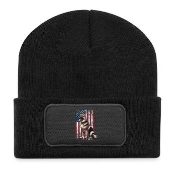 German Shepherd US Deutscher Schäferhund - Recycelte Patch Beanie - Schwarz - Vorne