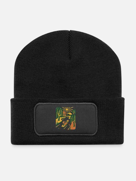 Retro Vintage Nature - Recycelte Patch Beanie - Schwarz