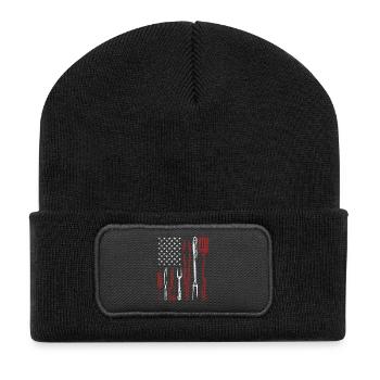 Outils de barbecue Grill US Flag Pitmaster - Beanie recyclé à patch - noir - Devant