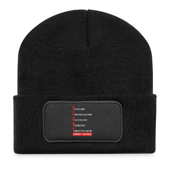 Ich habe eine offene Herzoperation überlebt - Recycelte Patch Beanie - Schwarz - Vorne