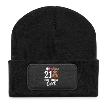 21 Birthday Girl - Recycelte Patch Beanie - Schwarz - Vorne