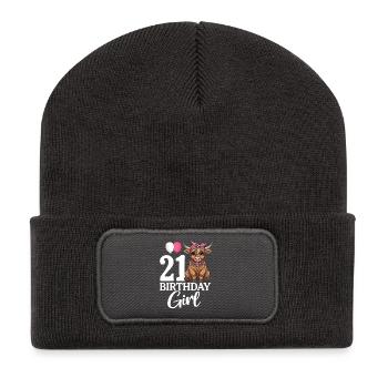 Fille d’anniversaire de 21 ans - Beanie recyclé à patch - charbon - Devant