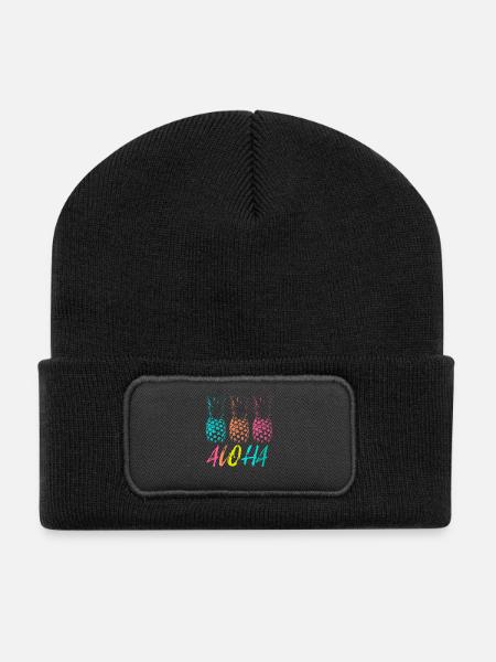 Hawaii Urlaub Aloha Ananas Trio - Recycelte Patch Beanie - Schwarz