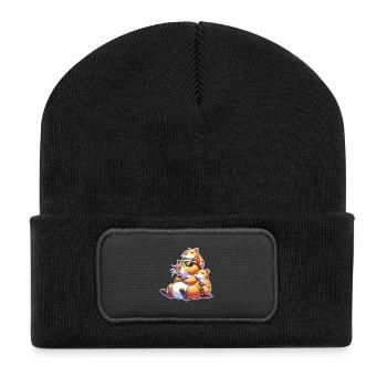 Capybara papa - Recycled Patch Beanie - black - Front