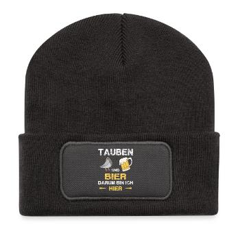 Taubenzüchter Taube Taubenzucht Spruch Brieftaube - Recycelte Patch Beanie - Dunkelgrau - Vorne
