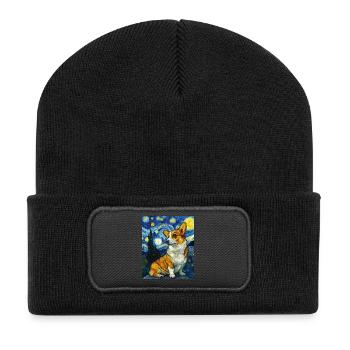 Welsh Corgi Pembroke - Recycled Patch Beanie - black - Front