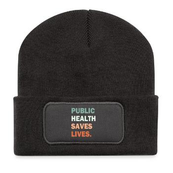 La santé publique sauve des vies Typographie du gradient - Beanie recyclé à patch - charbon - Devant