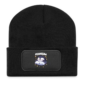 Penguin Pingouin Pyjama Lève-tard, Râle du matin - Beanie recyclé à patch - noir - Devant