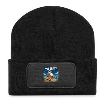  Zu Spät Reserviert Für Mich Möwe Am Strand - Recycelte Patch Beanie - Schwarz - Vorne