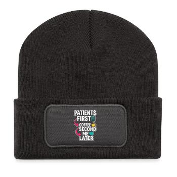 Infirmière de nuit, fatiguée - Beanie recyclé à patch - charbon - Devant