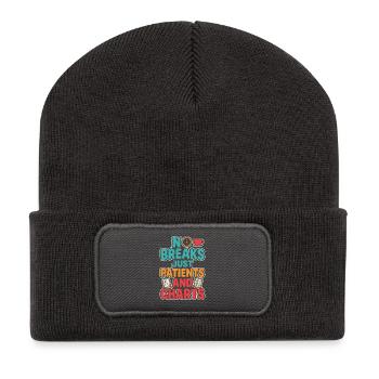 Infirmière de nuit, fatiguée - Beanie recyclé à patch - charbon - Devant