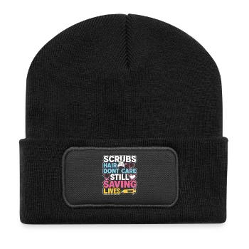 Night Shift Nurse, Tired - Recycled Patch Beanie - black - Front