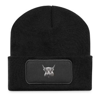 Bovins écossais des Highlands - Beanie recyclé à patch - noir - Devant