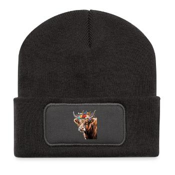 Kuh - Recycelte Patch Beanie - Dunkelgrau - Vorne