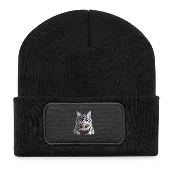 Cat Eats Ramen - Recycled Patch Beanie - black - Front