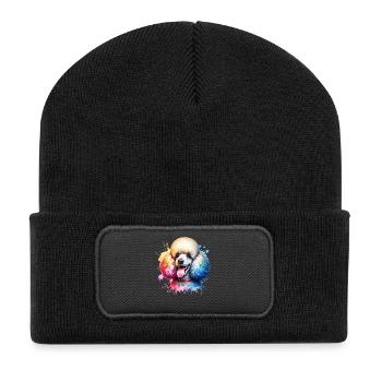 Poodle Motif - Recycled Patch Beanie - black - Front