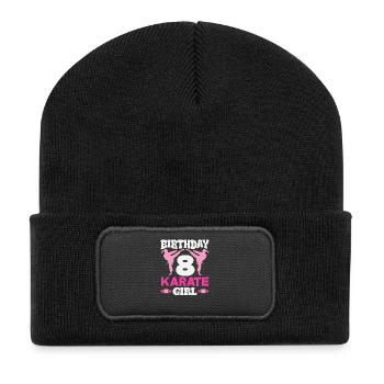 8 Geburtstag Karate Mädchen 8 Jahre Kampfsport - Recycelte Patch Beanie - Schwarz - Vorne