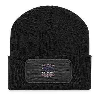 Ich liebe meinen Black Melanoid Axolotl - Recycelte Patch Beanie - Schwarz - Vorne