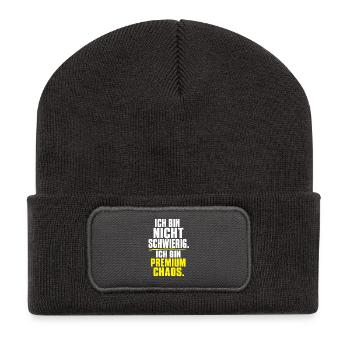 Premium Chaos – Nicht Schwer - Recycelte Patch Beanie - Dunkelgrau - Vorne
